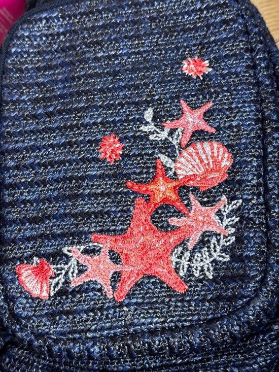 Vera Bradley Sling Backpack in Straw Navy Blue Sea Life NWT
